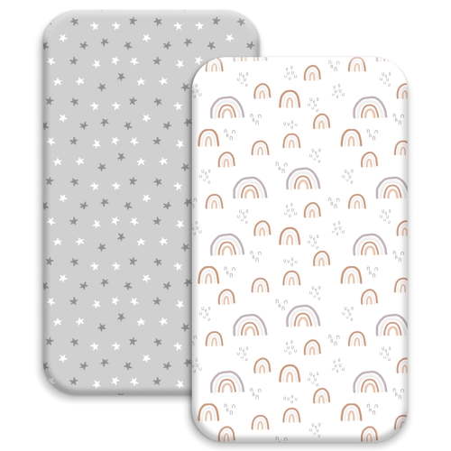 Gllquen Baby 2-Pack Ultra Soft Fitted Microfiber Crib Sheets for Newborn Baby Boys Girls 28" x 52", Rainbows