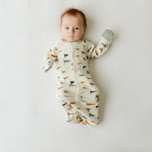 Goumi Kids 24hr Convertible Sleeper Baby Gown - Affirmations, 0-3 M