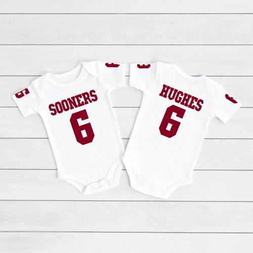 University of Oklahoma Sooners Baby Jersey Inspired Bodysuit, or Toddler Size T-Shirt