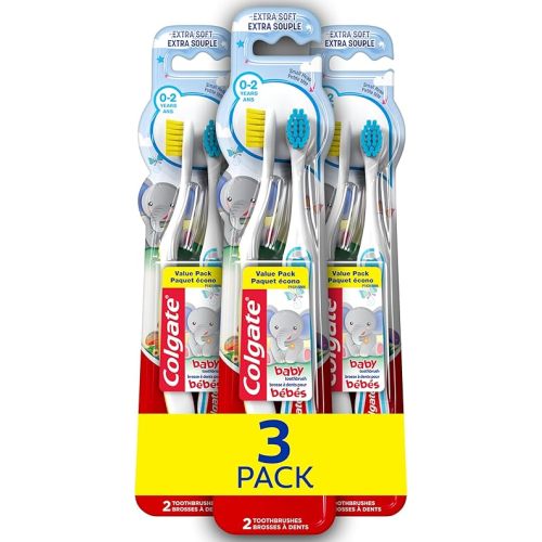 Colgate My First Baby and Toddler Toothbrush, Extra Soft Toothbrush, 6 Count