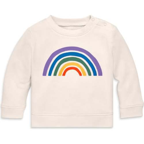 Baby Rainbow Sweatshirt, Oat Rainbow Graphic - Primary | Maisonette