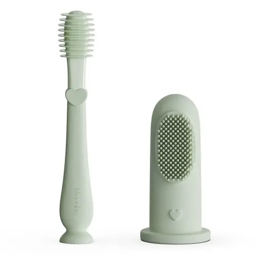 Moonkie Baby Finger Toothbrush Tongue Oral Cleaner Kit for 3 Months +, 2 Pcs (Mint)