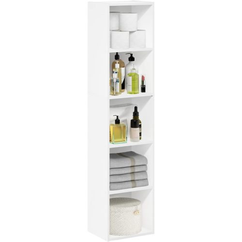 Furinno Luder Bookcase / Book / Storage, 5-Tier Cube, White