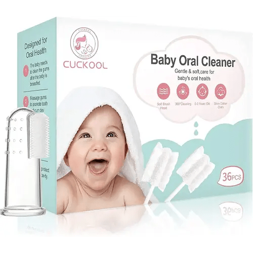 Baby Toothbrush, Infant Toothbrush Clean Baby Gums Disposable Tongue Cleaner Gauze Toothbrush Infant Oral Cleaning Stick Dental Care for 0-36 Month Baby