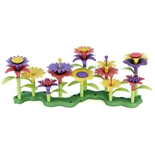Green Toys Build-a-Bouquet, 4C - 44 Piece Pretend Play, Motor Skills, Building and Stacking Kids Toy Set. No BPA, phthatates, PVC. Dishwasher Safe, Recycled Plastic, Made in USA.
