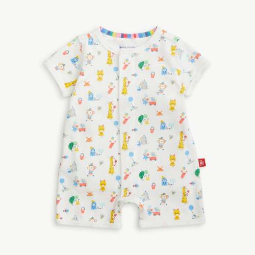 seaside sand squad organic cotton magnetic short sleeve romper – Magnetic Me