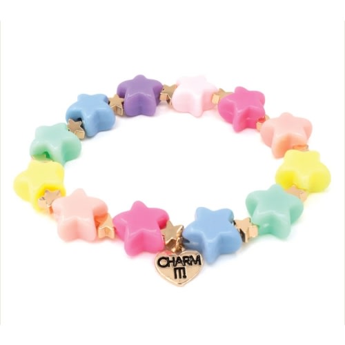 Gold Pastel Star Stretch Bead Bracelet – CHARM IT!