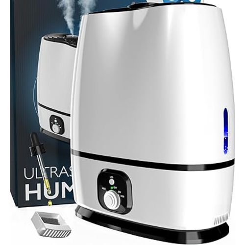Everlasting Comfort Cool Mist Humidifiers for Bedroom 6L - Humidifier Large Room No-Filter, Quiet Air Humidifier for Plants, Allergies, Dry Skin, Congestion, 50 Hr Run Time, Easy Clean