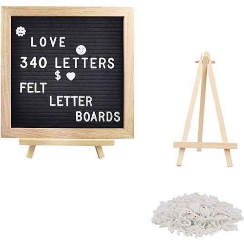 Felt Letter Message Board 340 Letters,Letter Board Sign with Stand, 10X10 Inch for Baby & Pregnancy Announcement Sign,for Party Home Decor