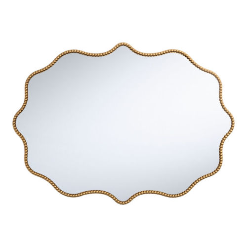 Gold Bead Wavy Scalloped Wall Mirror