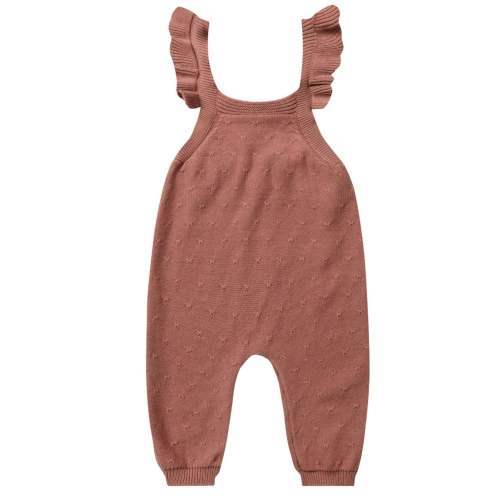Organic Pointelle Knit Overalls, Berry