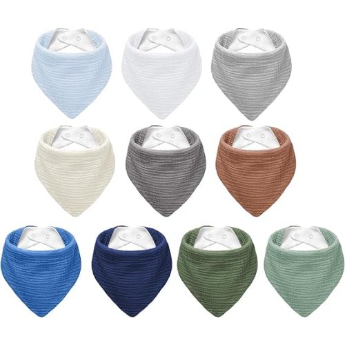 NISXABEBE Muslin Baby Bibs,Soft Triangular Baby Bandana Drool Bibs for Baby Boy Girl,Solid Colors Bib for Drooling Teething