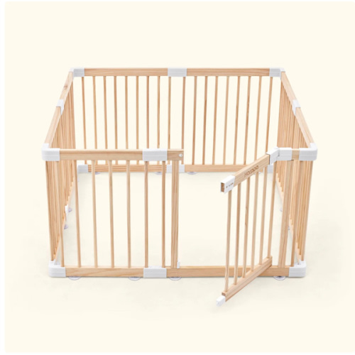 HARPPA Wooden Baby Gate Playpen | Non-Toxic Foldable DIY Adjustable Play Yard for Infants & Toddlers – Natural Finish Baby Fence for Small & Large Spaces