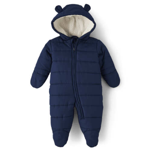 Baby Boys Bear Snowsuit - Blue