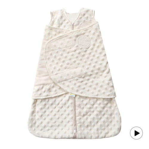 HALO Sleepsack Swaddle, 3-Way Adjustable Swaddle Blanket, TOG 3.0, Velboa Plush Dots, Cream, Newborn, 0-3 Months