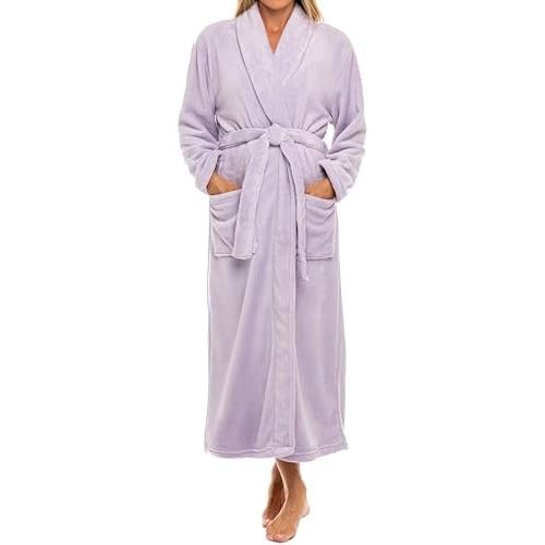 Alexander Del Rossa Plush Robe for Women, Long Fleece Winter Bath Robe, Plus Size