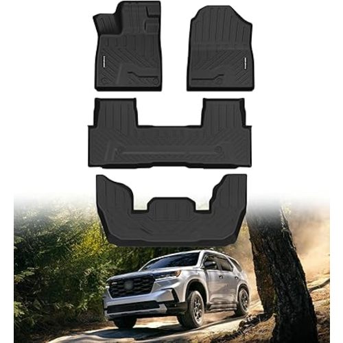 Floor Mats for 2023-2025 Honda Pilot All Weather Floor Liners TPE Rubber Fit for 2025 Honda Pilot Anti-Slip Full Set Automobile Mats Accessories