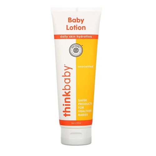 THINK Thinkbaby Baby Lotion For Sensitive Skin | EWG Verified, Soothing Relief, Moisturizing, Nourishing | Fragrance Free, Unscented, For Face & Body - 8oz