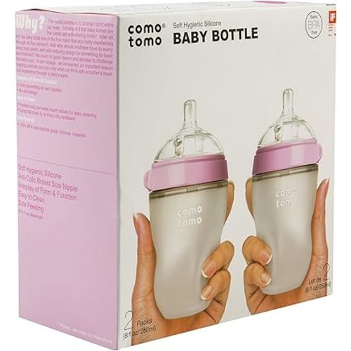 Comotomo Natural Feel 8oz. Bottle, 4 Pack - Pink