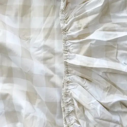 Little Human Linens Co-Sleeper Bassinet / Change Pad Waterproof Sheet - Latte Gingham | Baby Bunting AU