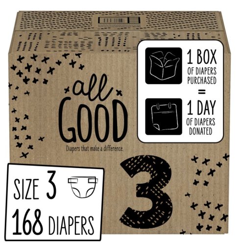 All Good Absorbent and Hypoallergenic Diapers, Size 3, 168 Ct