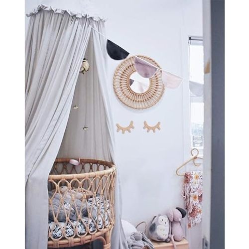 MAMERIA Kids Bed Canopy with Frills Cotton Hanging Tent Curtain Net for Reading Nook Hideaway Bedding Play Room Decor (Light Grey)