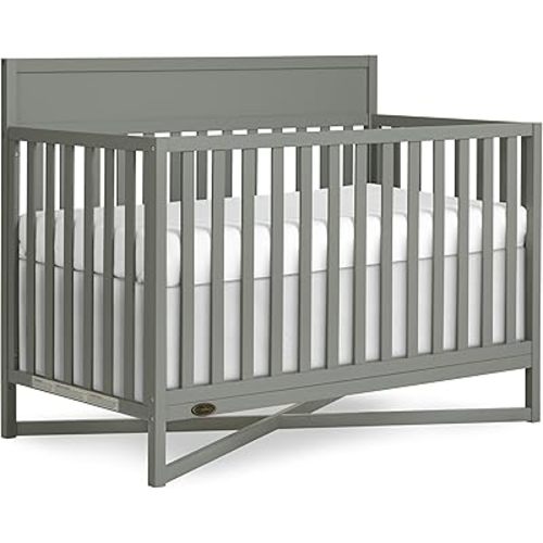 Dream On Me Owen 5-in-1 Convertible Full-Size Baby Crib in Seagrass, GreenGuard Gold & JPMA, Converts to Toddler, Day, & Full-Size Bed, Non-Toxic Paint, Safe Sleep Environment