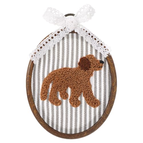 Blulu Dog Nursery Decor Vintage Wall Art Decor Framed Canvas Art Prints with Bow Rustic Farmhouse Cottagecore Hanging Artwork for Bedroom Playroom
