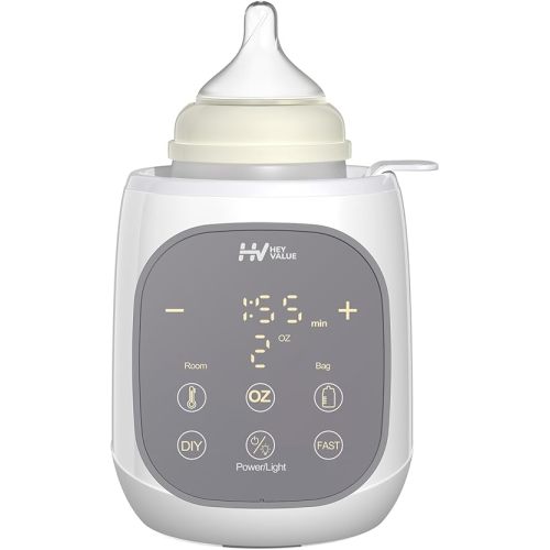 Fast Bottle Warmer, HEYVALUE 12-in-1 Water Bath Baby Bottle Warmer for Breastmilk and Formula with 24H Keep, Auto Shut-Off, Memory, Sterilize, Accurate Temp Control Baby Milk Warmers for All Bottles
