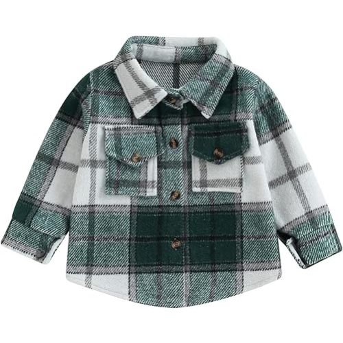 MERSARIPHY Baby Boy Flannel Shirt Toddler Plaid Shirt Baby Button Down Jacket Coat Infant Fall Outfits