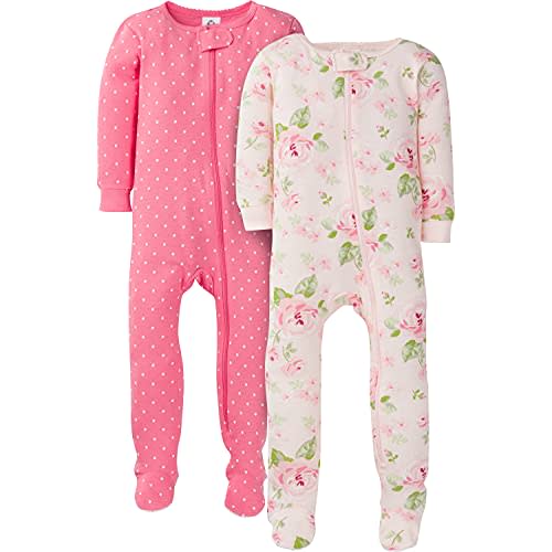 Gerber Baby Girls' 2-Pack Footed Pajamas