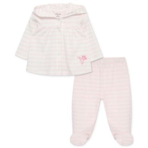 Baby Girls Petals Cotton Hooded Cardigan & Footed Pants, 2 Piece Set