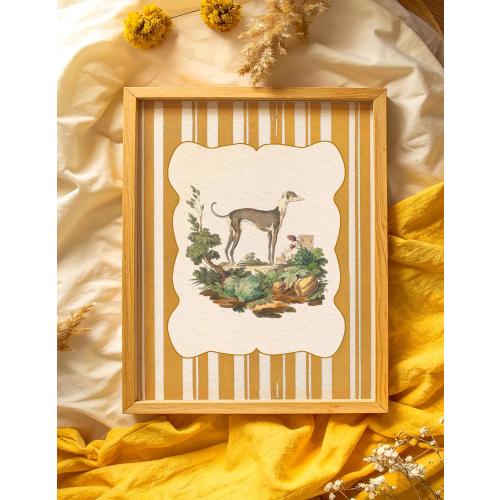 Vintage Greyhound Wall Art Print- 4x6 in a picture frame, will sit on a shelf