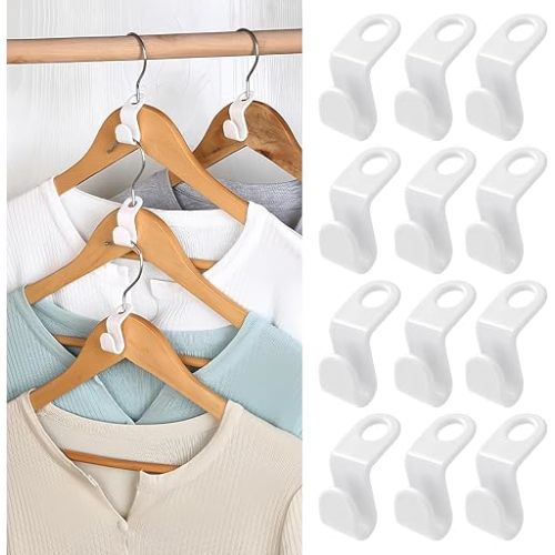 50 PCS Space Saving Hanger - Clothes Hanger Connector Hooks, Stacking Hanger Hooks Space Saver, Plastic Closet Organizers and Storage Hanger Extender for Heavy Duty Cascading Connection Hook (White)