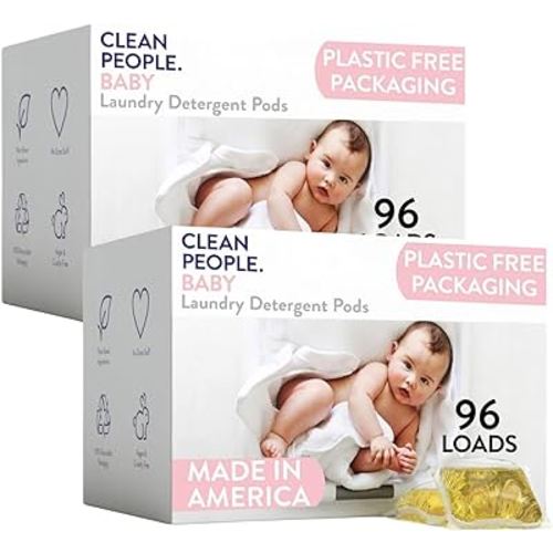 The Clean People Laundry Detergent Pods - Recyclable Packaging, Hypoallergenic, Stain Fighting - Ultra Concentrated, Laundry Soap -Baby (Unscented), 192 Pack