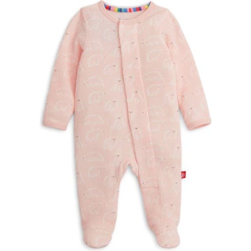 Pink Polaris Waffle Knit Magnetic Closure Footie