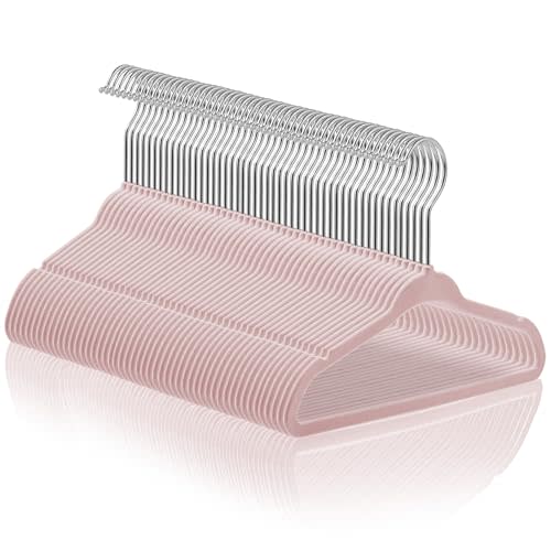 Casafield 50 Velvet Baby Hangers - 11" Size for Infant & Toddler Clothes - Light Pink