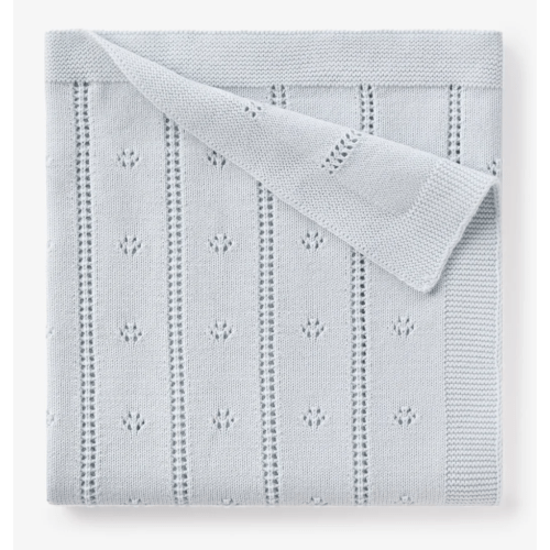 Pale Blue Pointelle Knit Baby Blanket – Elegant Baby