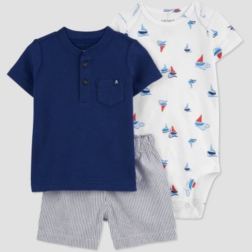 Carter's Just One You® Baby Boys' Sailboat Top & Bottom Set - Blue/White 9M