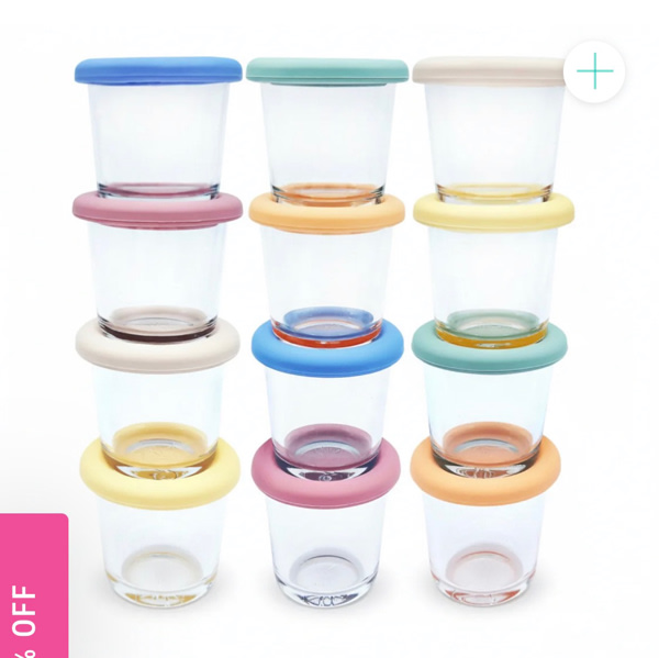 4oz Glass Baby Food Storage Jars | Food Grade Silicone Lids | Set of 12 | Neutral Colors