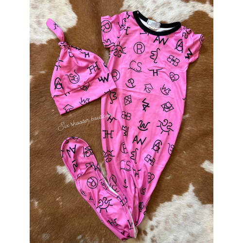 Pink brands baby sleep sack/ hat set
