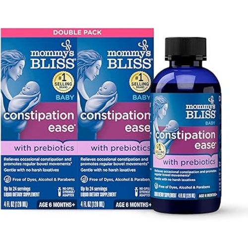 Mommy's Bliss Constipation Ease with Prebiotics, Promotes Bowel Movements, Gentle & Safe, No Harsh Laxatives, Age 6 Months+, 4 Fl Oz (Pack of 2)