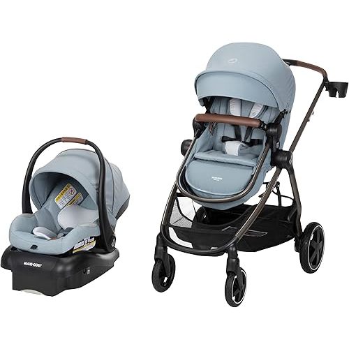 Maxi-Cosi Zelia™ Luxe 5-in-1 Modular - Baby Travel System Car Seat and Stroller, Infant Car Seat and Stroller Combo, Baby Car Seat and Stroller Combo in New Hope Grey