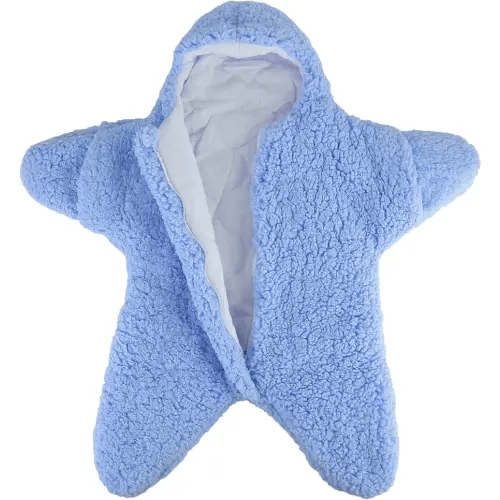 Baby Wearable Sleeping Stroller Blanket Infant Windproof Starfish Fleece Warm Snowsuit for Newborn Babies, Light Blue, 2157595/120981AM09US, 76x78x39 cm