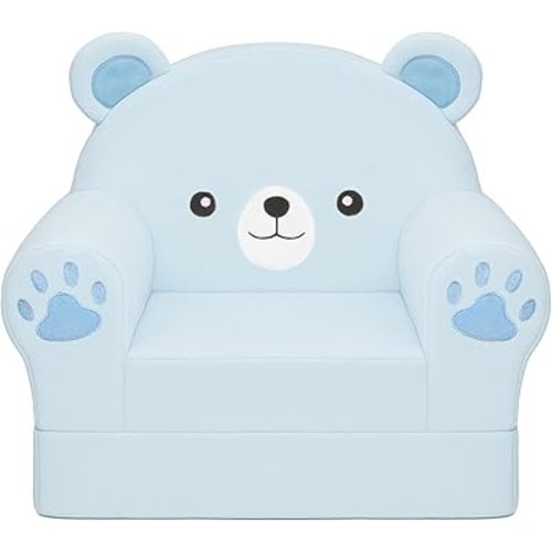 MONKISS Cute Toddler First Chair, Kids' Armchairs, Mini Couch for Baby, Blue Bear, 1~2.5 Years Old