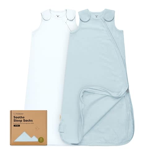 2-Pack Organic Baby Sleep Sacks, 100% Cotton - Soft & Breathable 0.5TOG Baby Wearable Blanket, Toddler Sleeping Sack 6-18 months, Easy to Wear Transitional Swaddles for Newborns, Infants (Glacier, M)