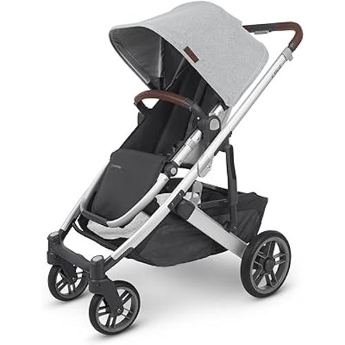 UPPAbaby Cruz V2 Stroller|Sleek, Full-Featured Stroller With Travel System Capabilities |Toddler Seat,Bumper Bar,Bug Shield, and Rain Shield|Stella (Grey Brushed Mélange/Silver Frame/Chestnut Leather)
