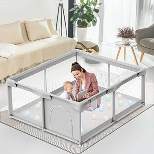 Playpen for Babies and Toddlers with Gate, 50x50 Baby Fence