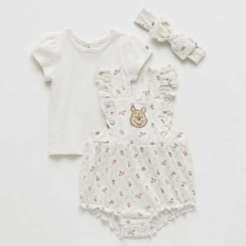 Disney Baby Girls 3-pc. Winnie The Pooh Shortall Set