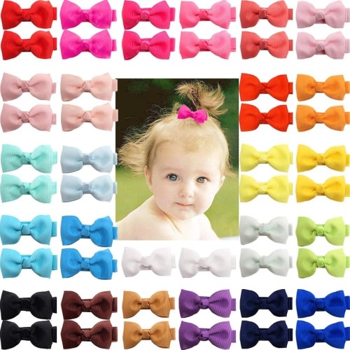 Joyoyo 50 Pieces 25 Colors Boutique Tiny Baby Bows 2"Hair Bows Non-Slip Full Lined Alligator Clips for Baby Girls Toddlers